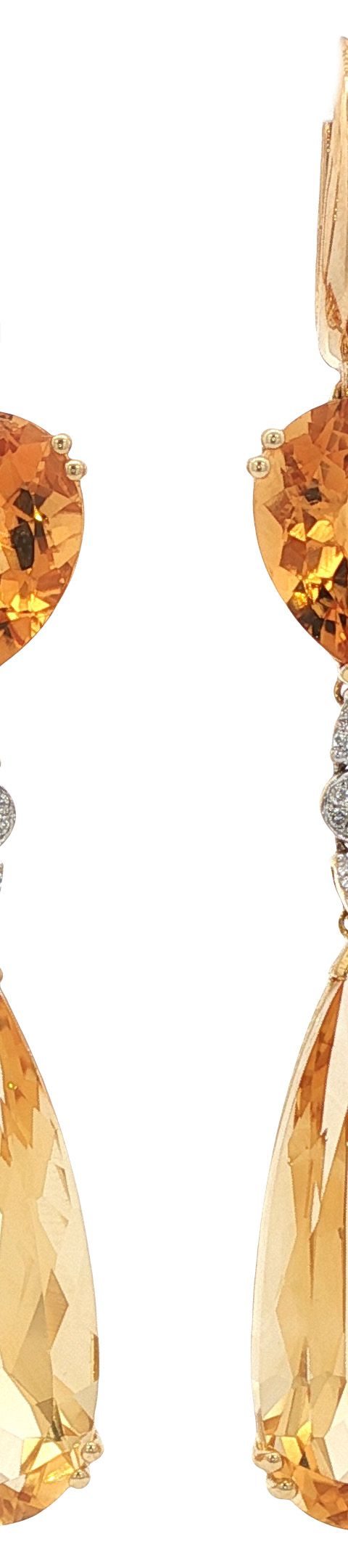 Vintage 18K Gold Drop Earrings with Citrine and Diamond